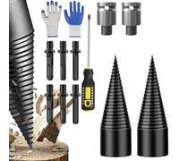 Firewood Drill Bit Set, Firewood Drill Bit Wood Splitter, Fire-wood Log Splitter Dri-ll Bit, Wood Splitt-er for Logs, Woods Splitt-er Drill Bits, for Electric Hammer, Impact D-rill (2 Set 32mm)