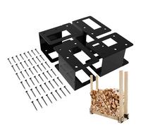 Firewood Holder | Adjustable Heavy Duty Fire Log Stand | Powder Coated Brackets Stacker Stand Space-Saving for Indoor Pits Porches Garage Yard Bonfires Cabin Backyard Barn