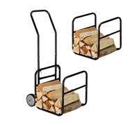 Firewood holder cart log carrier portable firewood trolley log transport cart