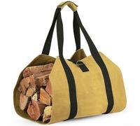 Firewood Log Carrier Bag - Heavy-Duty Waxed Cotton Canvas, Rectangle Shape, Reinforced Handles & Axe Belt, Extra-Large Capacity for Logs Kindling and Bark