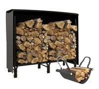Firewood Log Wood Rack Holder With Canvas Carrier and Oxford Cover, Black 4ft