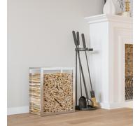Firewood Log Wood Rack Storage Holder Metal Shelf Stand Tall Steel silver Black