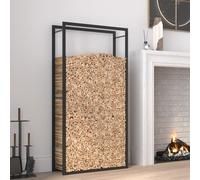 Firewood Log Wood Rack Storage Holder Metal Shelf Stand Tall Steel silver Black