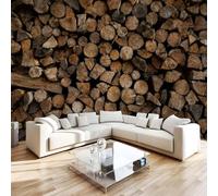 Firewood Photo Wallpaper 138"x101" Industrial Style 3D Effect Panoramic Wall Murals Non-Woven Wall Paper for Bedroom Living Room TV Backdrop,Easy to Install W-257