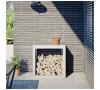 Firewood rack 60x40x60 cm Steel White log holder outdoor storage sturdy compact