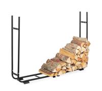 Relaxdays adjustable firewood rack, steel log cradle, c-shaped wood storage, indoors & outdoors, log holder, black