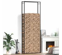 Firewood rack Black Stainless Steel 110x28x312 cm Heavy Duty Wall-Mount Secure.