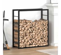 Firewood rack Black Stainless Steel 80x28x86 cm Elevated Outdoor Log Holder