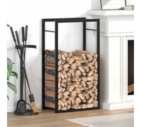 Firewood rack Black stainless steel log holder 50x28x94 cm indoor outdoor stable