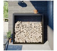 Firewood rack Black Steel 100x40x100cm Outdoor Log Holder Raised Drying Sturdy