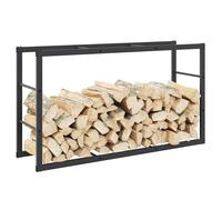 Firewood Rack Black Steel 110x30x61cm Powder-Coated Logs Storage Indoor/Outdoor