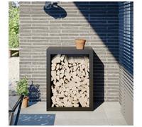 Firewood rack Black Steel 60x40x80cm Log Holder Outdoor Fireplace Storage Stand