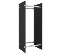 vidaXL Firewood Rack Black 40x35x100 cm Tempered Glass