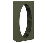 (olive green) vidaXL Firewood Rack 50x23x100 cm Weathering Steel fireplace log holder