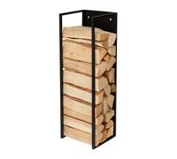 Relaxdays Firewood Holder, Wall Mounted, HWD: 100x25x25 cm, Logs, Powder Coated, Iron, Firewood Stand, Black