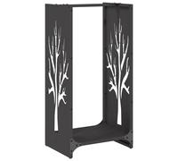 vidaXL Firewood Rack Black 40x30x80 cm Cold-rolled steel fireplace log holder