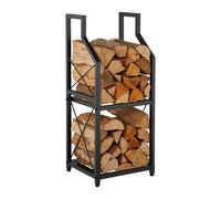Relaxdays Firewood Holder, 2 Tiers, Metal, HxWxD: 81.5 x 34.5 x 30.5 cm, Indoor Storage, Firewood Shelf, Black