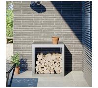 Firewood rack Grey Galvanised Steel 60x40x60cm Raised Log Storage Outdoor Stand