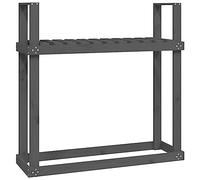 Firewood Rack, Grey, Solid Pine Wood, 110 x 35 x 108.5 cm, Firewood Shelf, Firewood Stand, Log Holder for Living Room, Patio, Garden