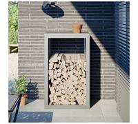 Firewood Rack Light Grey Stainless Steel 60x40x100cm Elevated Log Holder Outdoor