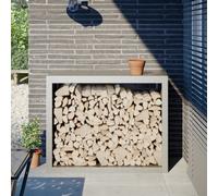 Firewood Rack Light Grey Steel 100x40x80cm Outdoor Log Storage Shelf Heavy Duty