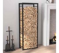 vidaXL Steel Firewood Rack, Durable Material, Large Storage Capacity, Prevents Wood Rot, Essential Accessory for Fireplaces and Log Burners, Matte Black Finish - 50x28x132 cm