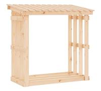 Firewood Rack Made of Solid Pine Wood 108 x 64.5 x 109 cm, Firewood Rack with Stacking Aid for Living Room, Patio and Garden, Wooden Shelf for Dry Storage and Order