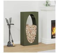 Firewood Rack Olive Green Cold-Rolled Steel 50x23x100cm Sturdy Indoor Log Holder