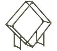 Firewood Rack, Olive Green, Cold-Rolled Steel, 80 x 25 x 80 cm, Firewood Rack, Metal Wood Storage for Indoor, Outdoor, Garden, Patio, Robust and Space-Saving