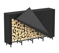 Firewood Rack Outdoor with Cover 5.3ft Firewood Log Rack for Fireplace Wood Storage Fire Log Holder Indoors Adjustable Heavy Duty Fire Wood Rack Stand, Black Waterproof Oxford Fabric