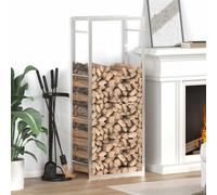 Firewood rack Silver 50x28x56cm Stainless Steel Compact Wall-Mount Log Holder XL