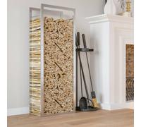 Firewood Rack Silver Stainless Steel 50x28x56 cm Log Holder WallFix SecureMount