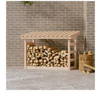Firewood Rack Solid Pine Wood Natural 108x64.5x78cm Covered Log Store Rustic Dry