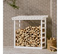 Firewood Rack Solid Pine Wood White 108x64.5x110 cm Rustic Log Store Outdoor Dry