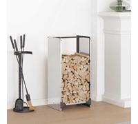 Firewood Rack, Stainless Steel, 40 x 30 x 80 cm, Firewood Rack, Metal, Robust, Firewood Rack for Living Room and Garden, Wood Storage, Compact and Space-Saving, Sturdy Fireplace Accessories