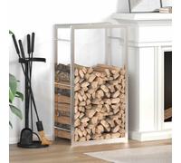 Firewood rack Stainless Steel Silver 50x28x56cm Wall-Mount Log Holder HeavyDuty