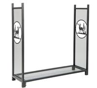 Firewood Rack Stand Heavy-Duty Log Rack Holder Mesh Sides Fireplace Wood Storage