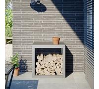 Firewood Rack Steel Light Grey 60x40x60 cm Weatherproof Log Storage Galvanised