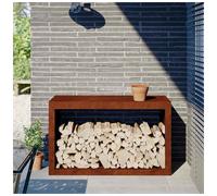 Firewood Rack Steel Weathering Brown 100x40x60cm Outdoor Log Storage Stand Heavy