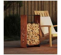 Firewood Rack Weathering Steel Cold-Rolled Steel 40x30x80 cm Sturdy Log Holder.