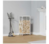 Firewood Rack White 34x25x70 cm Cold-Rolled Steel Indoor Log Holder Stable 100kg