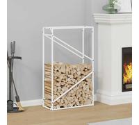 Firewood Rack White 60x25x100cm Cold-Rolled Steel Indoor Log Holder Extra 100kg