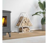 Firewood Rack White Cold-Rolled Steel 50 x 25 x 60 cm, Robust Firewood Rack for Wood Storage in the Living Room, Space-Saving and Modern, Ideal for Garden and Patio
