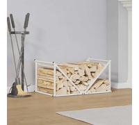 Firewood Rack White Cold-Rolled Steel 70 x 43 x 34.5 cm Robust Firewood Rack for Wood Storage in the Living Room and Garden Space-Saving Stacking
