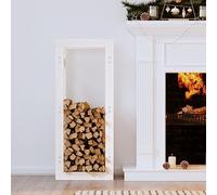 Firewood Rack, White, Made of Solid Pine Wood, 41 x 25 x 100 cm, Firewood Shelf, Wooden Shelf with Log Holder for Living Room, Patio, Garden, Practical Storage and Storage