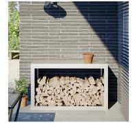 Firewood rack White Steel 100x40x60cm Outdoor Log Holder Elevated Drying Sturdy