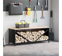 Firewood Rack with Wooden Top .. Fireplace Log Holder Wood Storage vidaXL