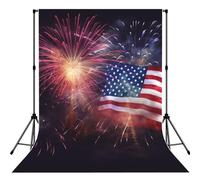 Firework American Flag 4Th of July Backdrop Background for Photography 5x7ft Fabric Photo Backdrop Curtain for Portrait Photoshoot Party Video Photo Props Banner Booth Background Photoshoot Studio