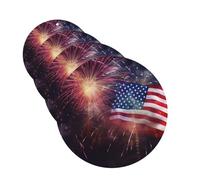 Firework American Flag 4Th of July Car Air Fresheners Cards 4 Pcs Hanging Fragrance Scented Cards Long-Lasting Car Aromatherapy Tablets for Wardrobe Bathroom Car Interior Mirror Pendant Gifts