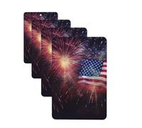 Firework American Flag 4Th of July Car Air Fresheners Cards 4 Pcs Hanging Fragrance Scented Cards Long-Lasting Car Aromatherapy Tablets for Wardrobe Bathroom Car Interior Mirror Pendant Gifts